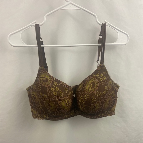 Ambrielle Womens Brown Lace Floral 40D Bra - Picture 2 of 11